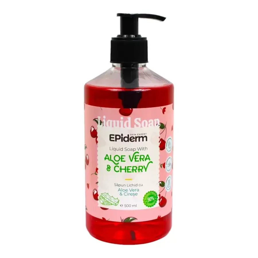 Savon liquide à l'extrait d'aloe vera biologique et au parfum de cerise, 500ml, Epiderm