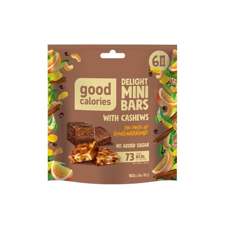 Minirepen met cashewnoten en peperkoek, 102 g, Goede calorieën