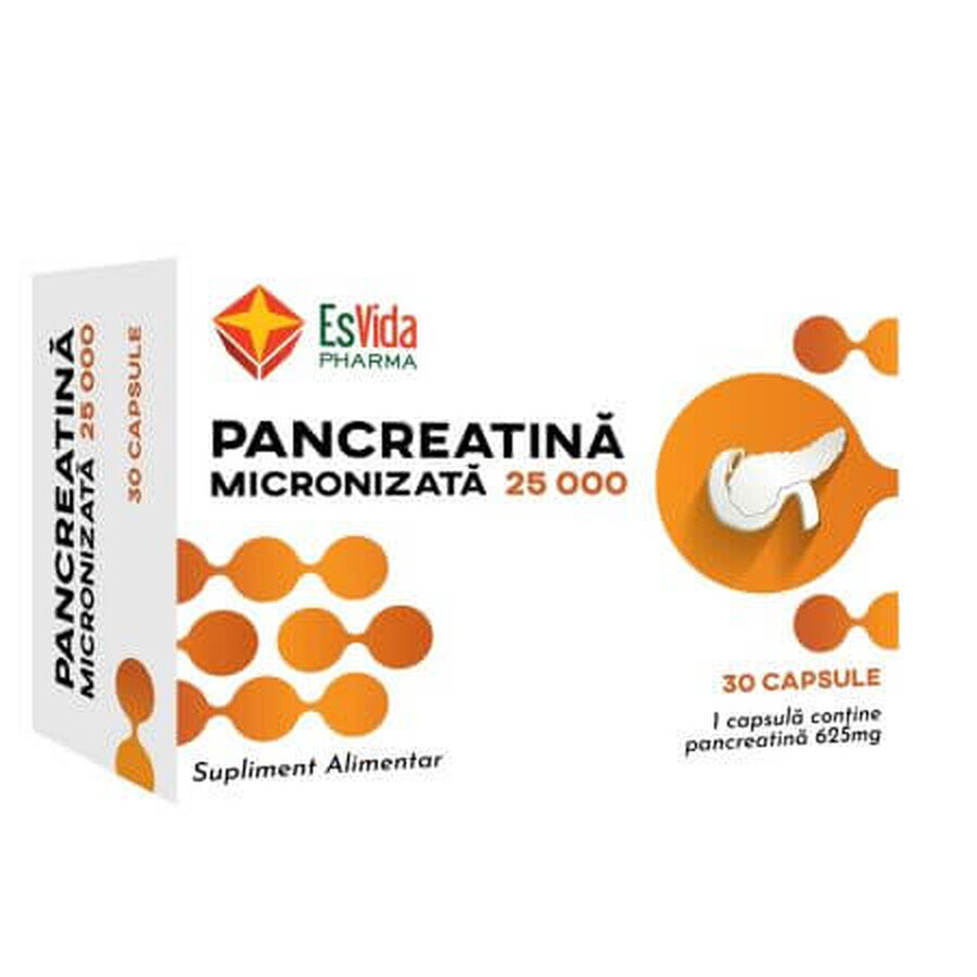 Micronized Pancreatin 25000, 30 capsules, Esvida Pharma