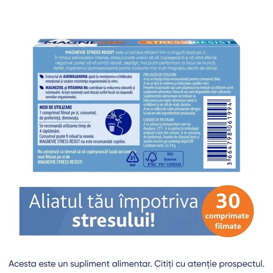 MagneVie Stress Resist met ashwagandha, 2 x 30 tabletten, Sanofi