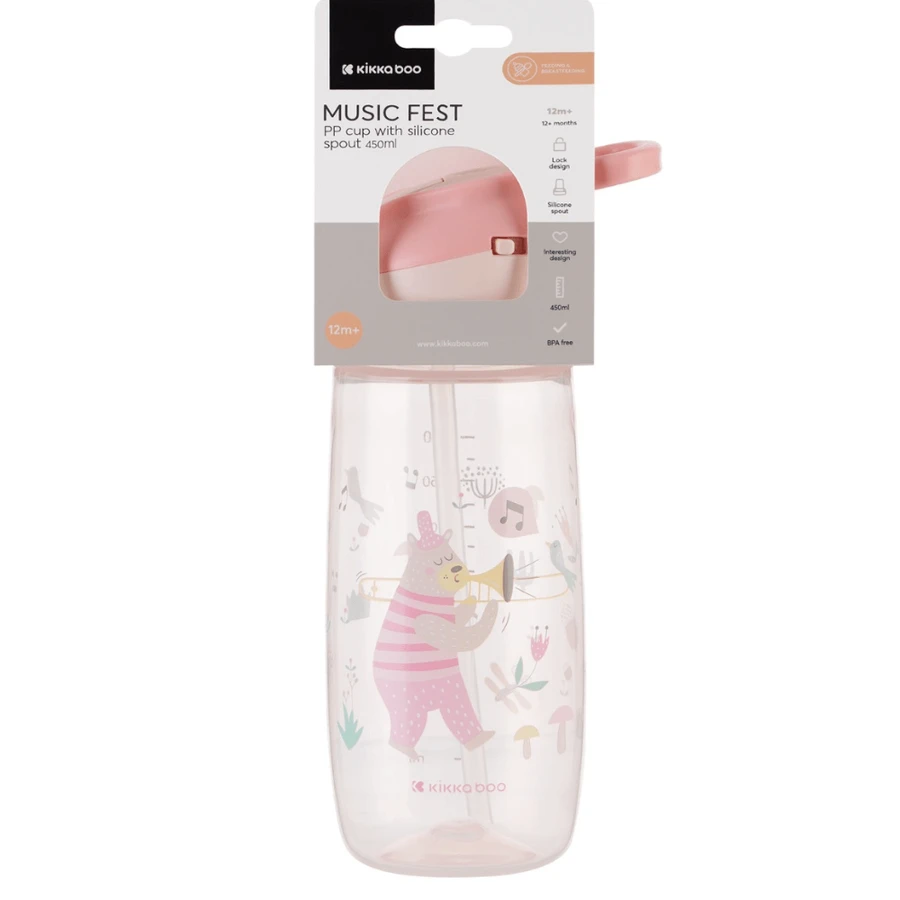 Music Fest Trinklerntasse, +12 Monate, 450 ml, Rosa, Kikka Boo