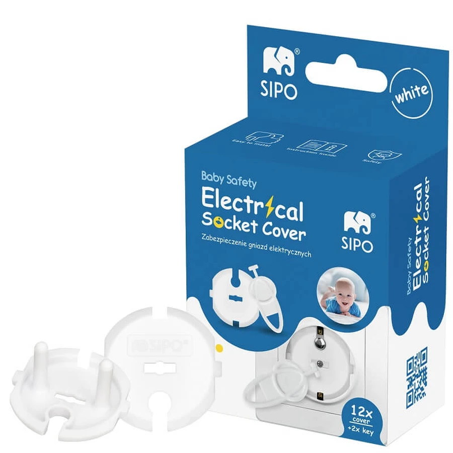Set of 12 protective covers for socket outlets with grounding, Sipo
