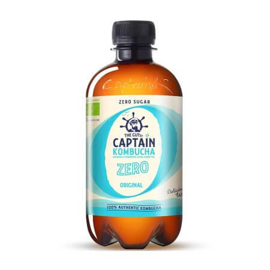 Kombucha ecológica Bebida original de Kombucha sin azúcar, 400 ml, El Capitán GUTsy