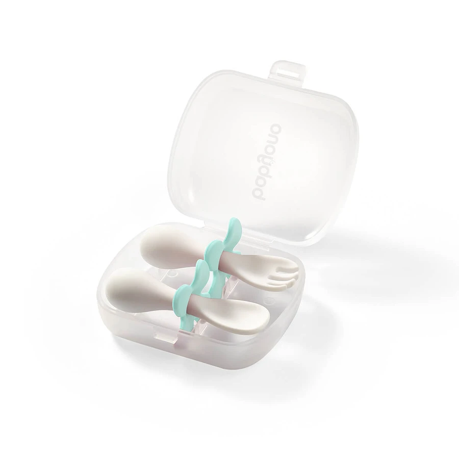 Couverts ergonomiques pour bébés, +12 mois, Mint, Babyono