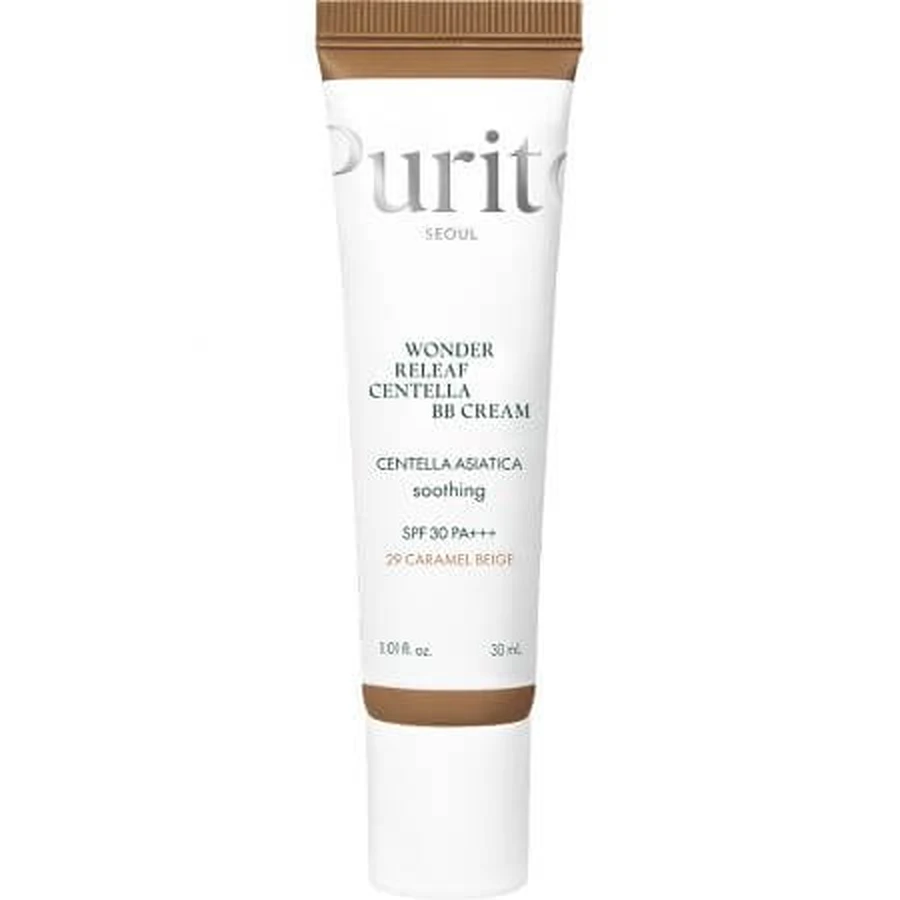 BB Cream multifuncional con SPF 30 PA+++++ Tono 29 Beige Caramelo Wonder Releaf Centella Releaf Beige Caramelo, 30 ml, Purito