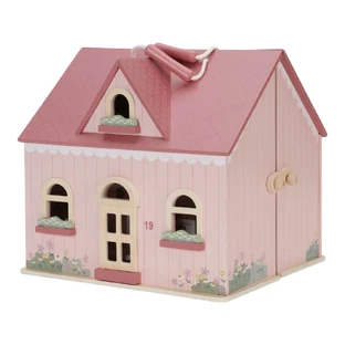 Casa de muñecas portátil de madera con muebles, 3 años+, Little Dutch