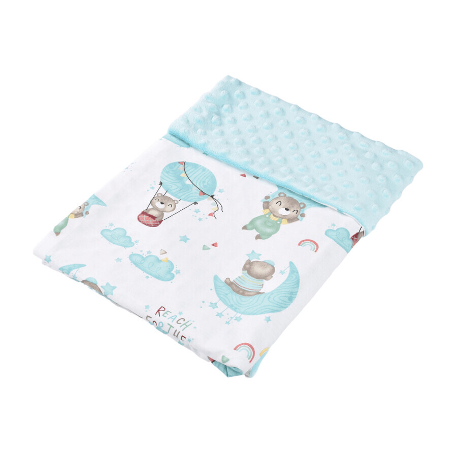 Plüschdecke aus Minky und Baumwolle, 80 x 80 cm, Teddybären im Ballon, Fic Baby