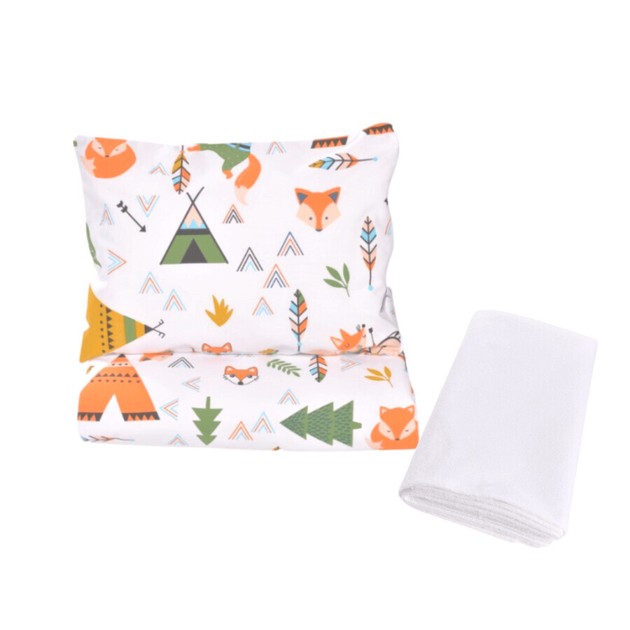 Linge de lit 3 pièces + housse imperméable, 120x60 cm, Animalute, Fic Baby