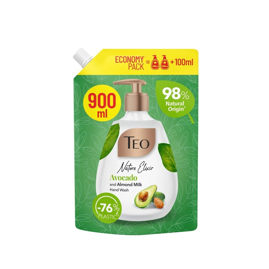 Flüssigseife mit Avocado und Mandelmilch Nature Elixir, 900 ml, Teo