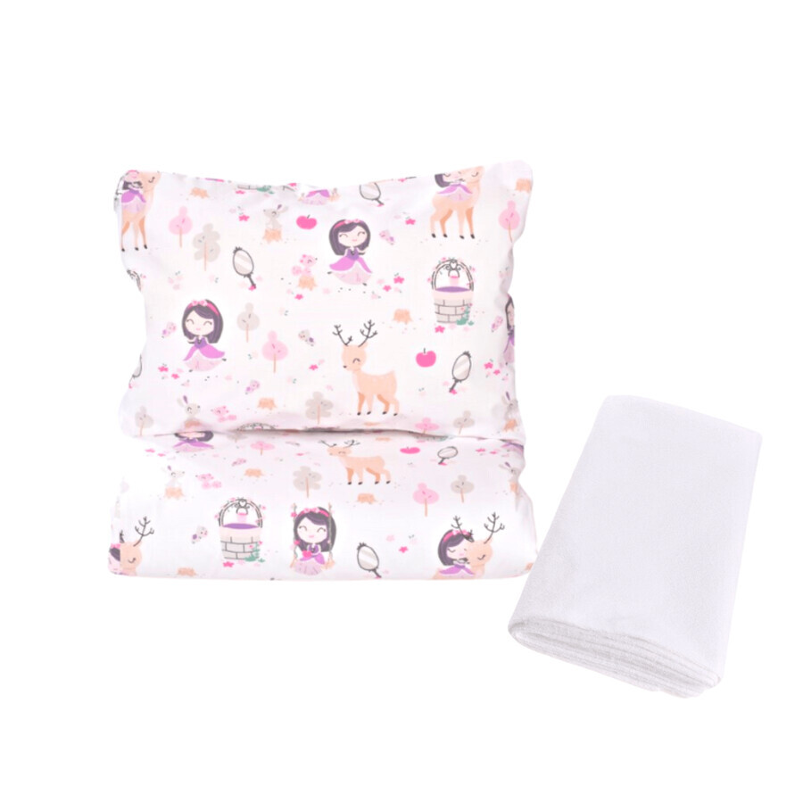 Lenjerie 3 piese + protectie impermeabila, 120x60 cm, Fetite, Fic Baby