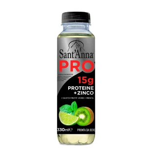 Eau protéinée aromatisée au kiwi, au citron et à la menthe, 330 ml, Sant Anna