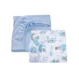 Set of 2 cotton sheets, 120x60 cm, Bleu, Teddy Bears in Balloon, Fic Baby