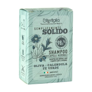 Shampooing solide à l'olive, au souci et au thé vert, 85 g, Iteritalia