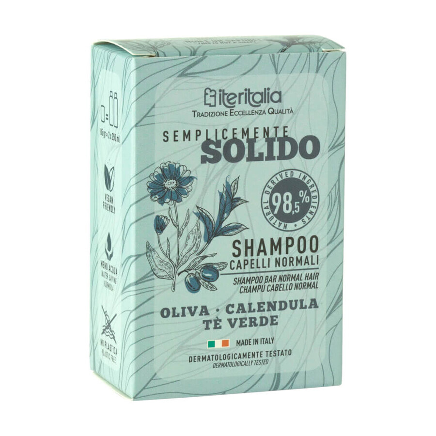Solid shampoo with olive, marigold and green tea, 85 g, Iteritalia