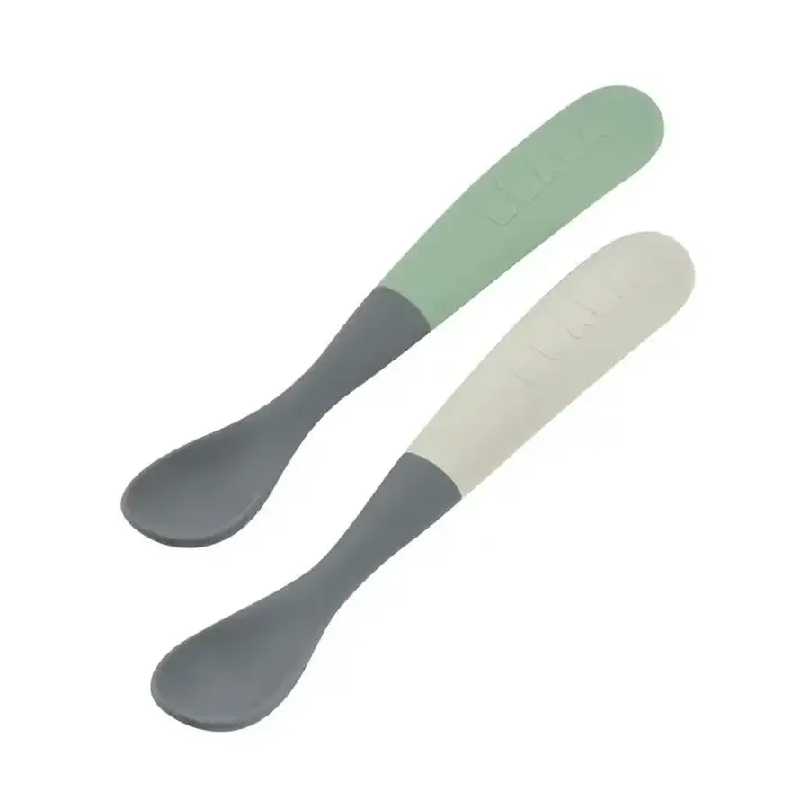 2er-Set Silikonlöffel, + 4 Monate, Bicolour Mineral, Beaba