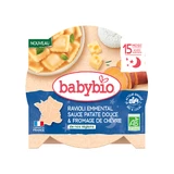 Menú Raviolis ecológicos, salsa emmental, boniatos y queso de cabra, 15 meses+, 190 g, Babybio