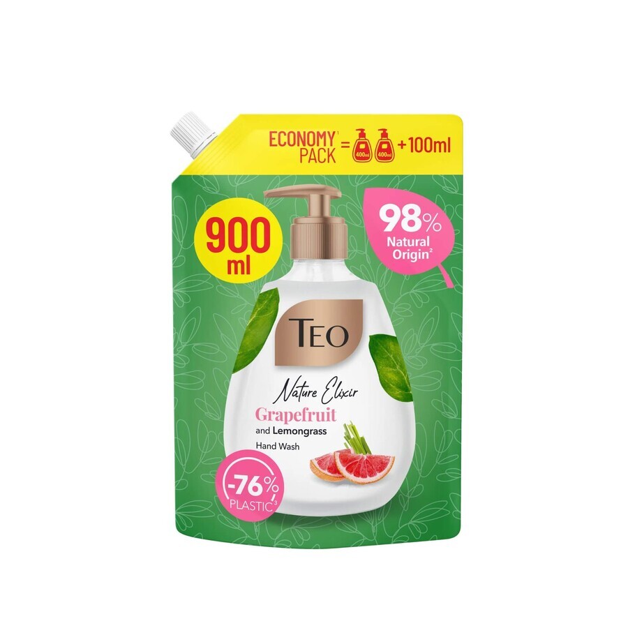 Sapone liquido con Pompelmo e Lemongrass Elisir di Natura, 900 ml, Teo