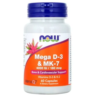 Mega D-3 & K-2 MK-7 60 capsules (4000IU/180mcg) NOW FOODS