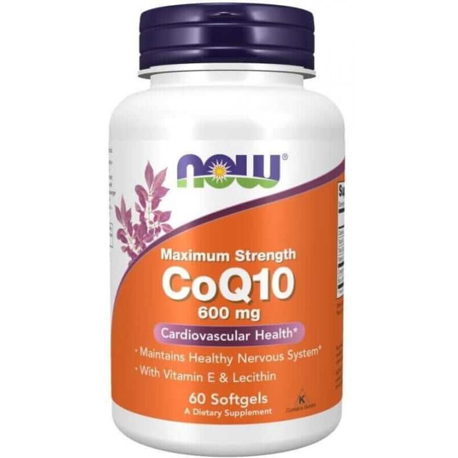 CoQ10 mit Lecithin & Vitamin E (Coenzym + Lecithin + Vitamin E) 600mg - 60 softgels NOW Foods
