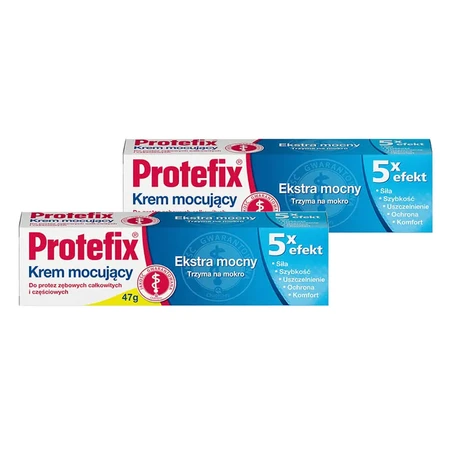 Protefix set, crema de fijación de prótesis, extra fuerte, 5 x efecto, 2 x 47 g