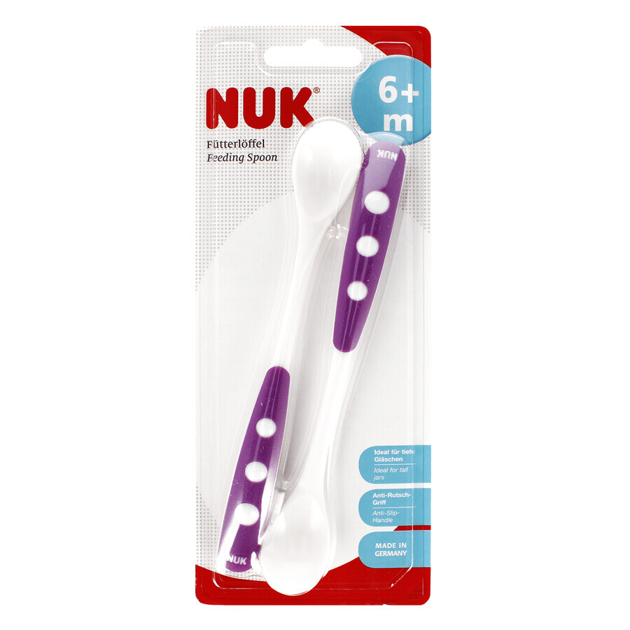 NUK Easy, cuillère d'alimentation, violet, à partir de 6 mois, 2 pièces NUK Easy, cuillère d'alimentation, violet, à partir de 6 mois, 2 pièces