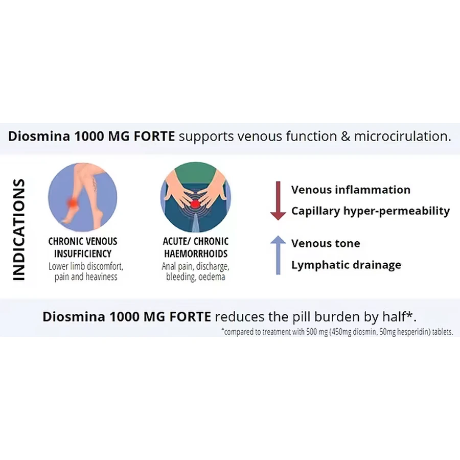 Diosmina 1000 mg Forte+, 30 comprimidos
