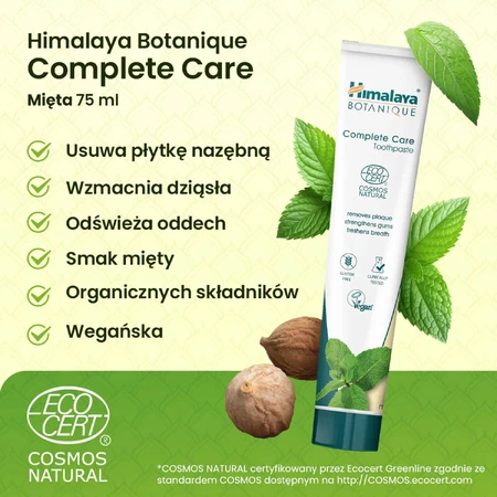 Himalaya Botanique Complete Care, tandpasta, mint, fluoridevrij, 75 ml