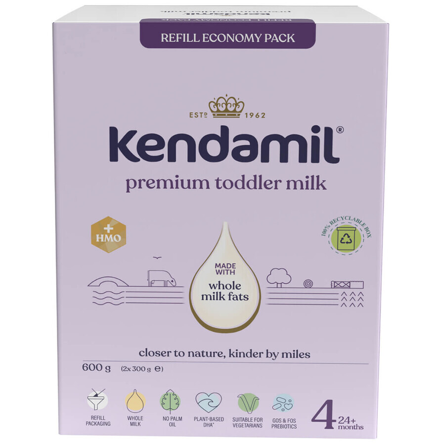 Kendamil Premium 4 HMO+, latte junior, dopo 24 mesi, 600 g