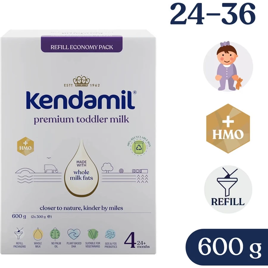 Kendamil Premium 4 HMO+, junior melk, na 24 maanden, 600 g