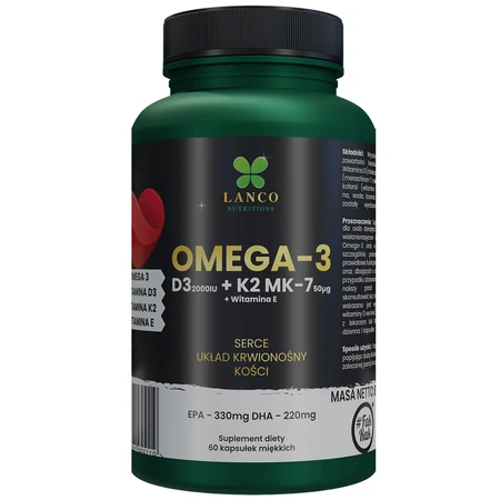 Lanco Nutritions Omega-3 + D3 + K2 MK-7, 60 capsules