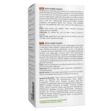 Apis Professional Retin Ambre Synergy, masque-crème au rétinol et à l'acide succinique, pour la nuit, 50 ml.