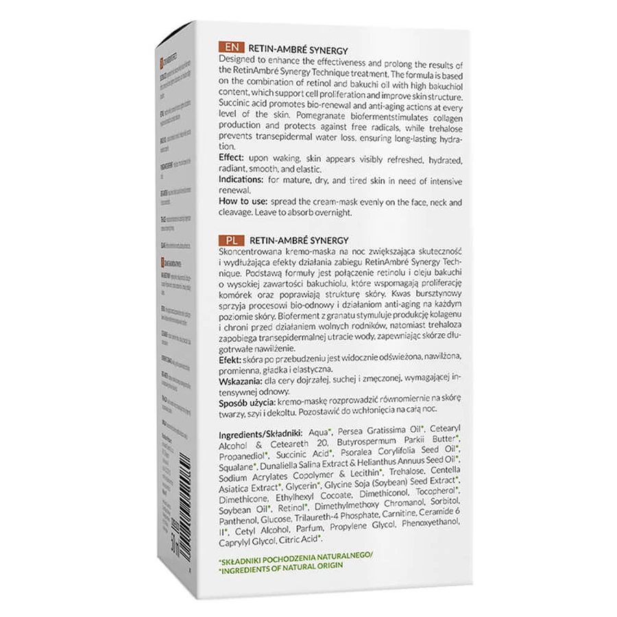 Apis Professional Retin Ambre Synergy, masque-crème au rétinol et à l'acide succinique, pour la nuit, 50 ml.