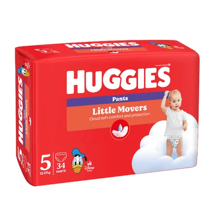 Huggies Little Movers, pañales, Disney, talla 5, 12-17 kg, paquete grande, 34 unidades