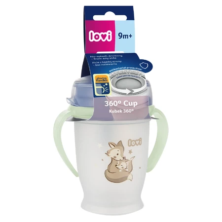 Lovi, tasse 360° avec poignées, Night & Day Fox, à partir de 9 mois, 250 ml