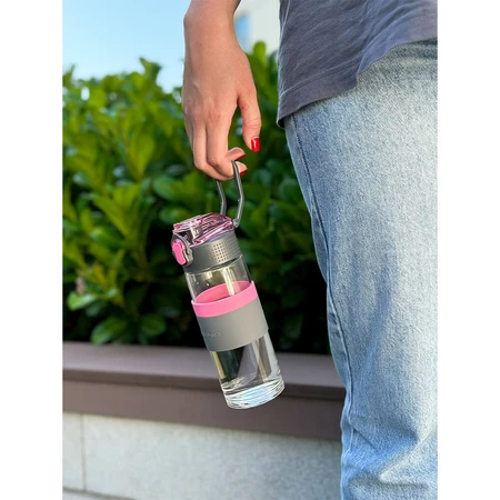 Casno, Kreuz Glasflasche, rosa, 500 ml