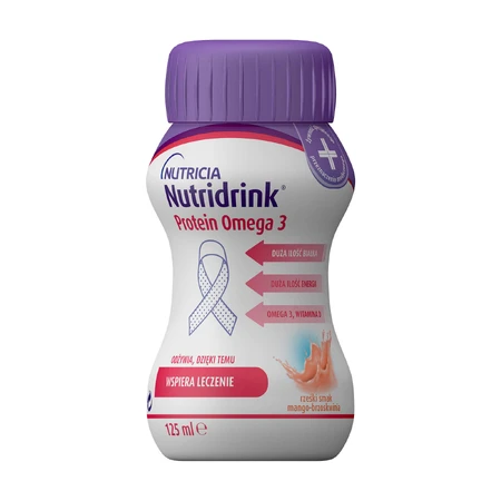 Nutridrink Protein Omega 3 pack, voedingspreparaat, knapperige mango-perzik smaak, 12 x 125 ml