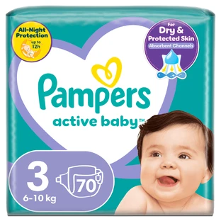 Pampers Active Baby, couches, taille 3, 6-10 kg, 70 pcs
