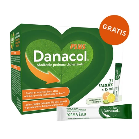 Danacol Plus, gel oral, arôme agrumes, 15 ml x 21 sachets + 15 ml x 21 sachets gratuits