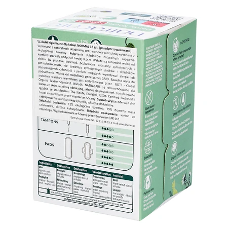 Natracare, compresas de algodón orgánico, Normal, 18 uds.