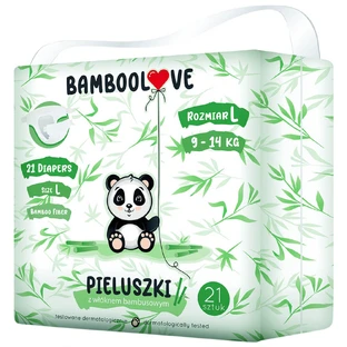 Bamboolove, wegwerpluiers met bamboevezel, maat L, 9-14 kg, 21 stuks