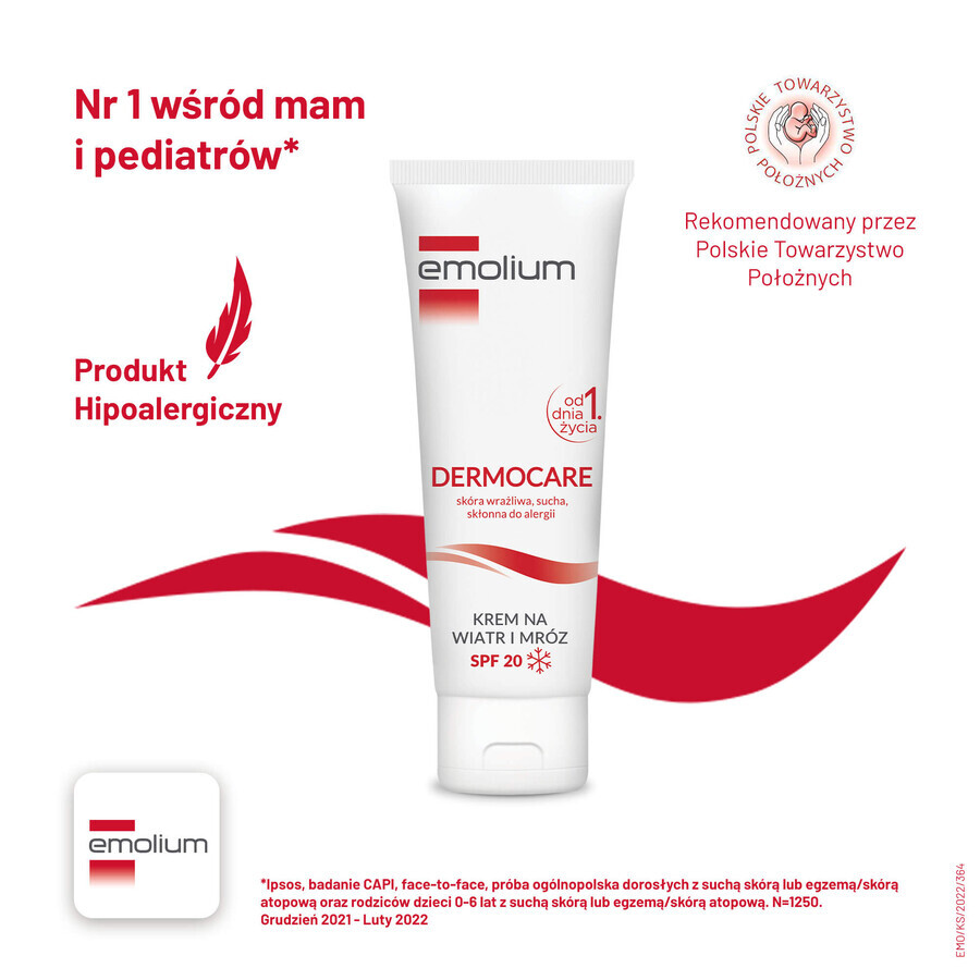 Set Emolium Dermocare, crema contra el viento y las heladas, a partir del día 1, FPS 20, 2 x 75 ml