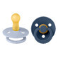 Bibs Colour, pacifier, rubber, round, size 2, Dusty Blue &amp; Steel Blue, from 6 months, 2 pieces