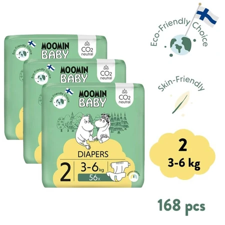 Moomin Baby, couches, taille 2, 3-6 kg, 168 pcs
