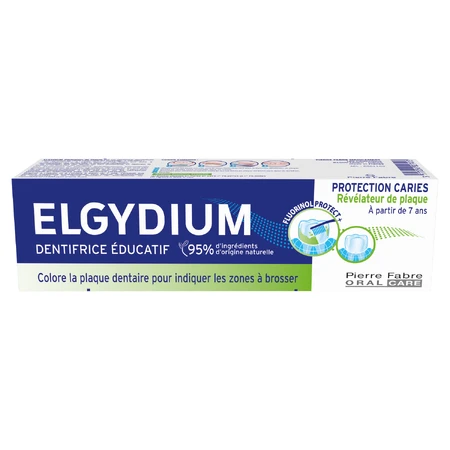 Elgydium, educatieve tandpasta met tandplak, voor kinderen vanaf 7 jaar en volwassenen, 50 ml