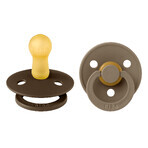 Bibs Colour, pacifier, rubber, round, size 2, Mocha & Dark Oak, from 6 months, 2 pieces