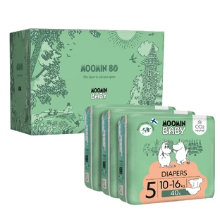 Moomin Baby, pañales, talla 5, 10-16 kg, caja de regalo, 120 unidades
