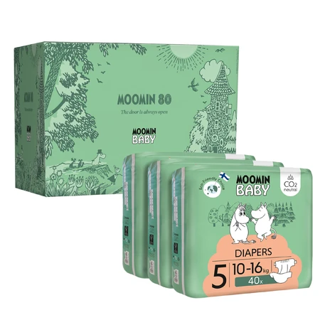 Moomin Baby, pañales, talla 5, 10-16 kg, caja de regalo, 120 unidades