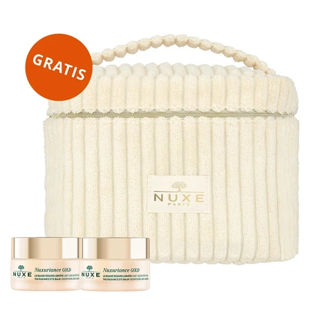 Nuxe Nuxuriance Gold Set, leuchtender Augenbalsam, trockene Haut, 2 x 15 ml + Kosmetiktasche gratis