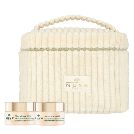 Nuxe Nuxuriance Gold Set, leuchtender Augenbalsam, trockene Haut, 2 x 15 ml + Kosmetiktasche gratis