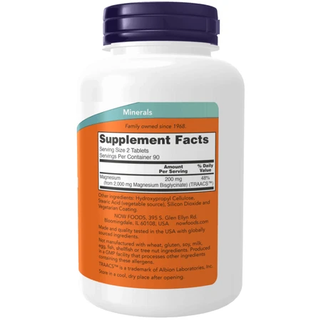 Now Foods Magnesium Glycinate 180 comprimés